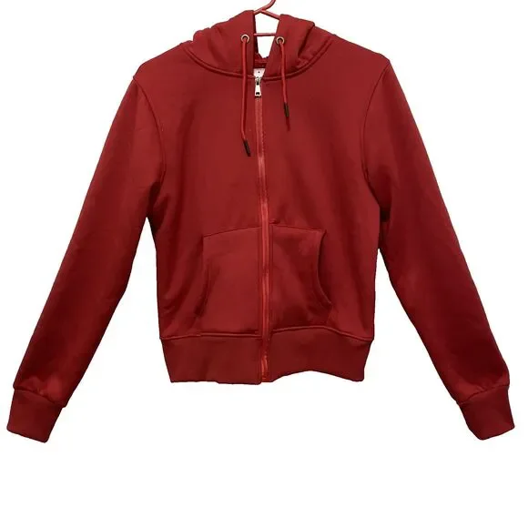 Pop-Up Women’s Zip Up Hoodie Fleece Lined Soft Jacket SizeM Red - Picture 1 of 8